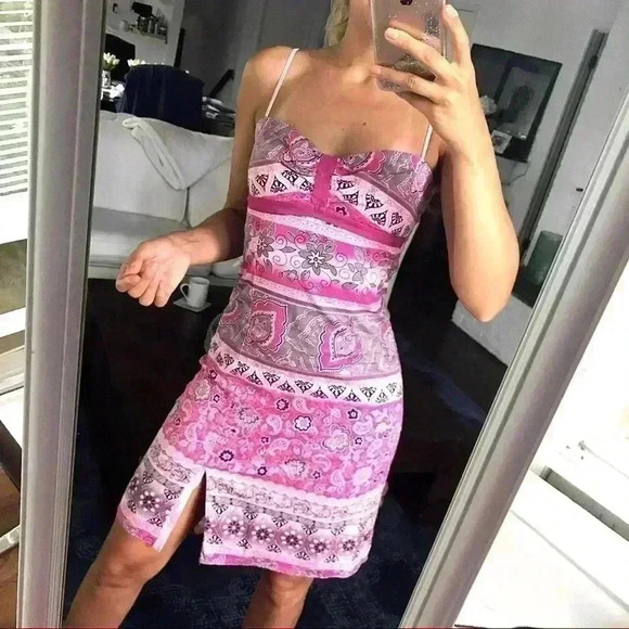 🌸💗 PINK SHIMMER ABSTRACT DRESS! - Picture 1 of 8